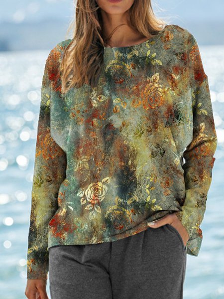 

Vintage Floral Off Shoulder Shirts & Tops, As picture, Tops