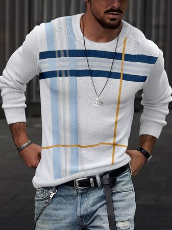 

Cotton Blends Casual Long Sleeve Sweater, White, Hoodies&Sweatshirts