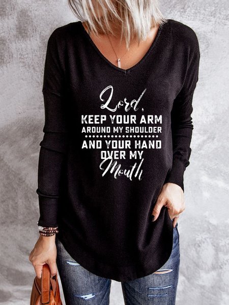 

Letter Casual Regular Fit Shirts & Tops, Black, Tees & T-shirts