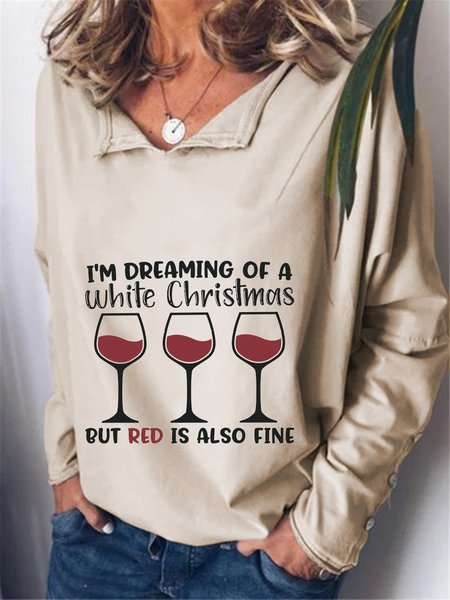 

Casual Long Sleeve Plus Size Printed Tops T-shirts, Apricot, T-Shirts