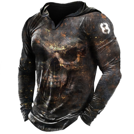 

Hooded Long Sleeve Cotton Shirts & Tops, As picture, T-shirts