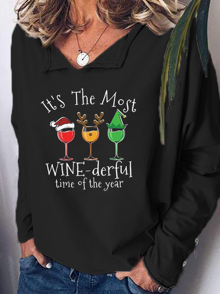 

V Neck Casual Off Shoulder Loosen Shirts & Tops, Black, T-Shirts