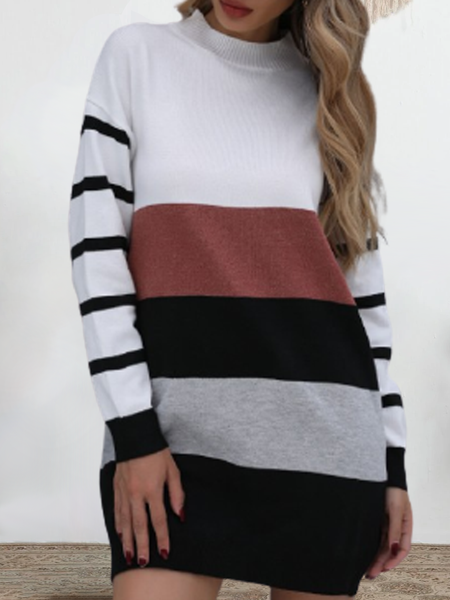 

Casual Household Daily Vintage Dresses, Black-white, Mini Dresses