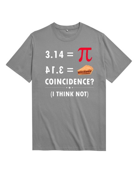 

Unocis Fun Text Printed Round Neck Short-sleeved T-shirt, Gray, T-shirts