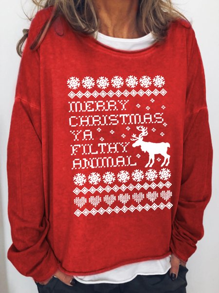 

Merry Christmas Ya Filthy Animal Vintage Sweatshirt, Red, Hoodies&Sweatshirts