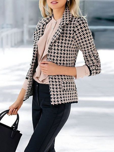 

Three Quarter Lapel Regular Fit Outerwear, As picture, Blazers