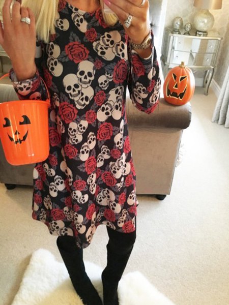 

Printed Crew Neck Statement Dresses, Multicolor, Casual Dresses