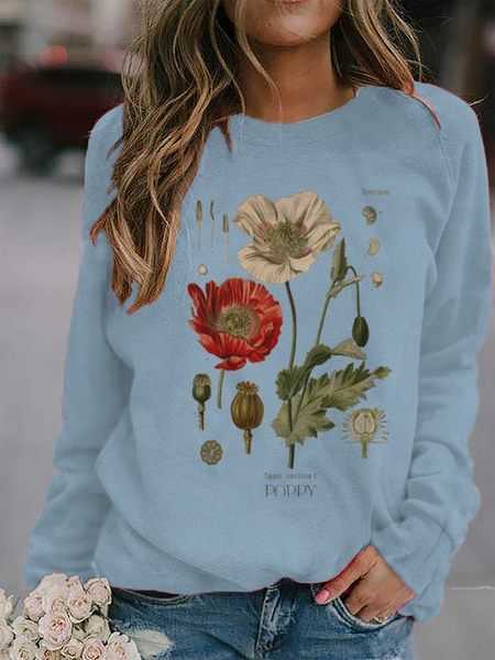 

Plus size Casual Vintage Poppy Sweatshirt, Blue, Hoodies & Sweatshirts