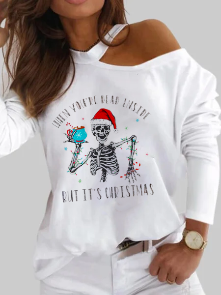 

Loosen Crew Neck Shirts & Tops, White, T-Shirts