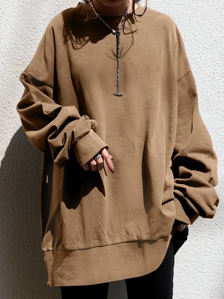 

Maniche Lunghe Girocollo Casuale Felpa, Cachi, Hoodies & Sweatshirts