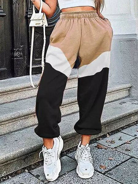 

Color Block Loosen Pants, Multicolor, Pants