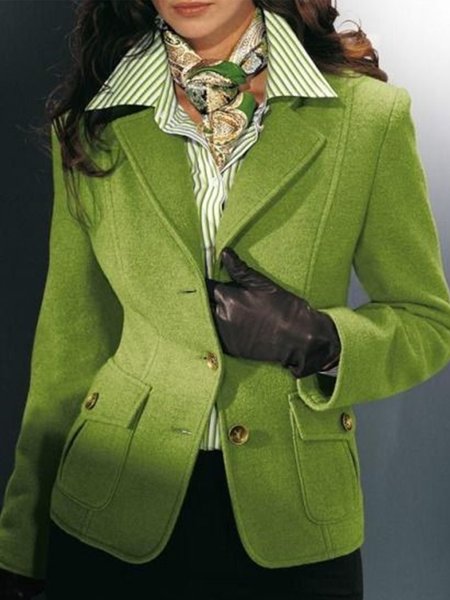 

Work Formal Slim Fit Pockets Blazer, Green, Blazers