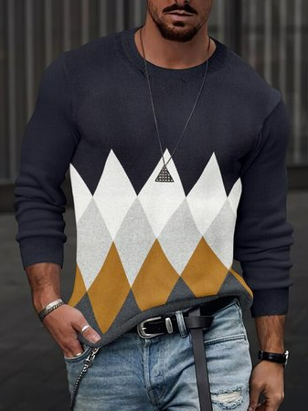 

Long Sleeve Casual Crew Neck Sweater, Dark blue, Hoodies&Sweatshirts