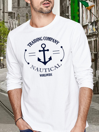 

Cotton Long Sleeve Shirts & Tops, White, T-shirt