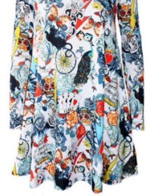 

Loosen Printed Crew Neck Dresses, Multicolor, Casual Dresses