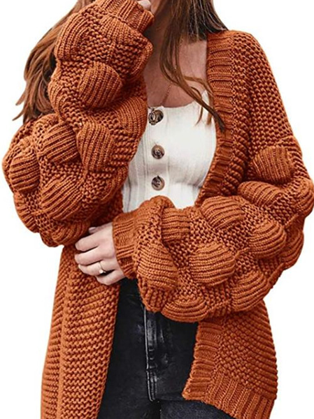 Casual Halter Outerwear, Orange, Cardigans