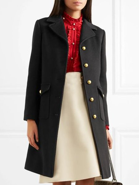

Long Sleeve Lapel Daily Regular Fit Outerwear, Black, Coats