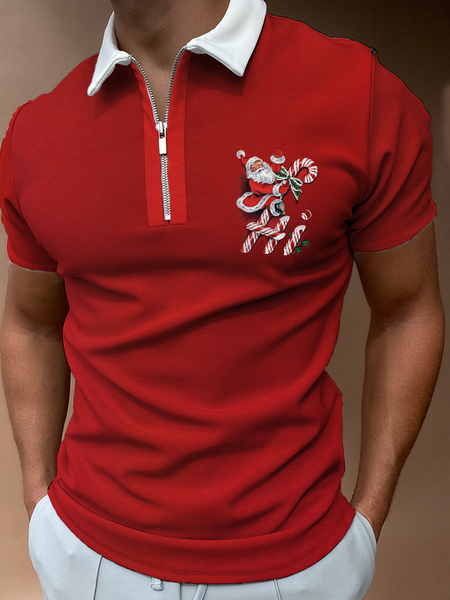 

Cartoon Cotton Blends Lapel Vintage Shirts & Tops, Red, Men's t-shirts
