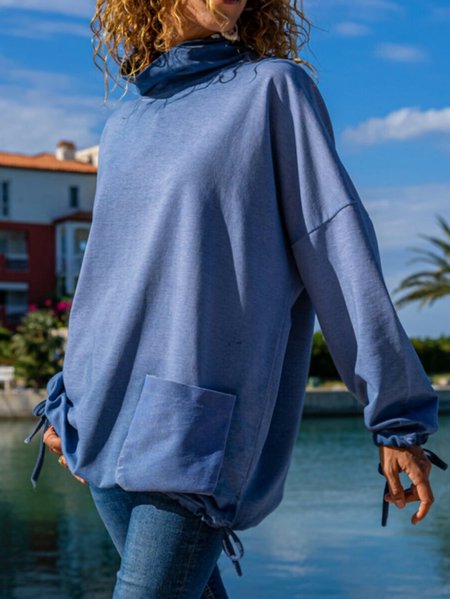 

Off Shoulder Casual Sweatshirt, Blue, Hoodies & Sweatshirts