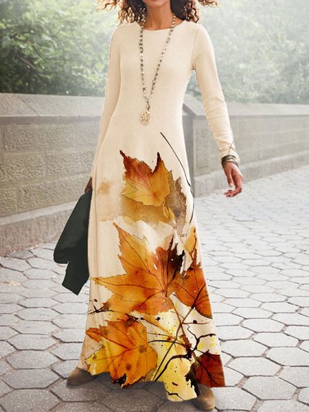 

Casual Loose Dress, Apricot, Maxi Dresses