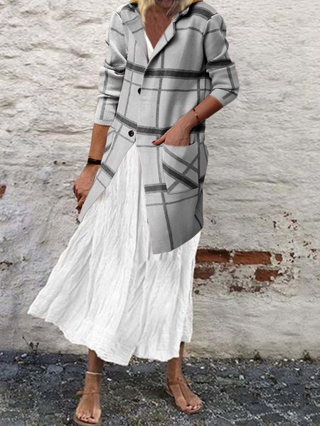 

Flat Collar Vintage Regular Fit Blazer, Light gray, Coats & Jackets