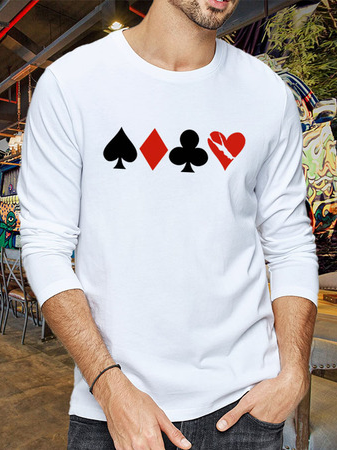 

Casual Long Sleeve Crew Neck Shirts & Tops, White, T-shirt