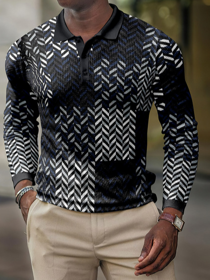 

Polo Long Sleeve Cotton Polo shirt, As picture, polo