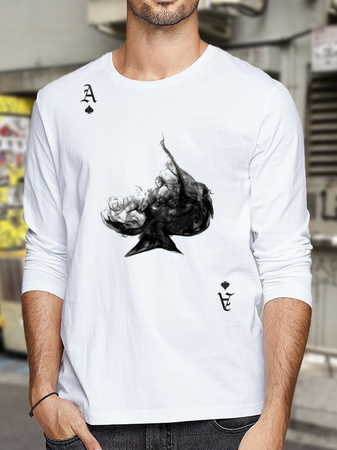 

Long Sleeve Cotton Shirts & Tops, White, T-shirt