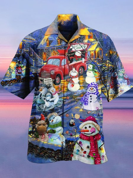 

Shirt Collar Short Sleeve Shirts & Tops, As picture, Men's Floral shirt
