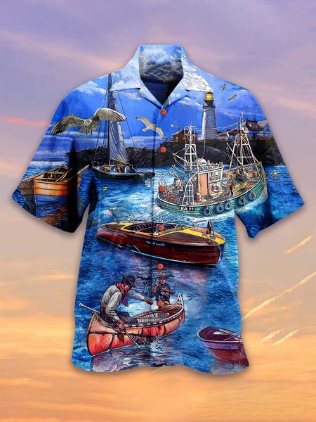 

Shirt Collar Sea Vacation Shirts & Tops, As picture, Men's Floral shirt