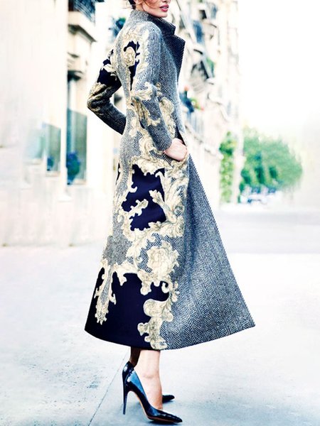 

Vintage Flat Collar Regular Fit Outerwear, As picture, Coats