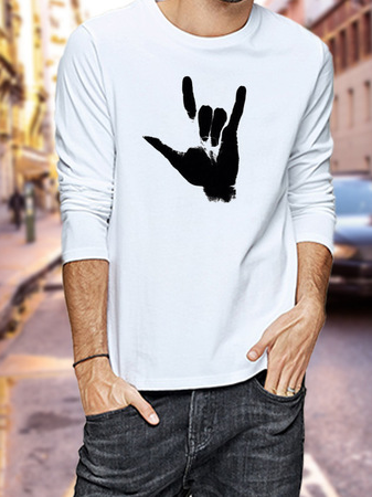

Long Sleeve Casual Crew Neck Shirts & Tops, White, T-shirt