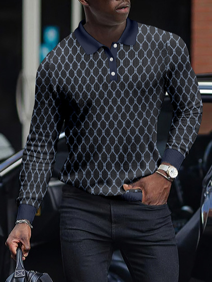 

Long Sleeve Polo Cotton Shirts & Tops, As picture, polo
