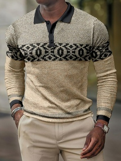 

Long Sleeve Polo Cotton Polo shirt, As picture, polo