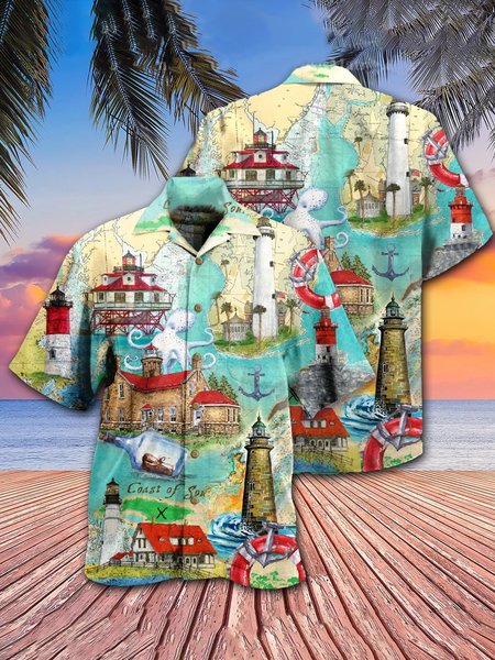 

Casual Short Sleeve Beach Shirts & Tops, As picture, Men's Floral shirt