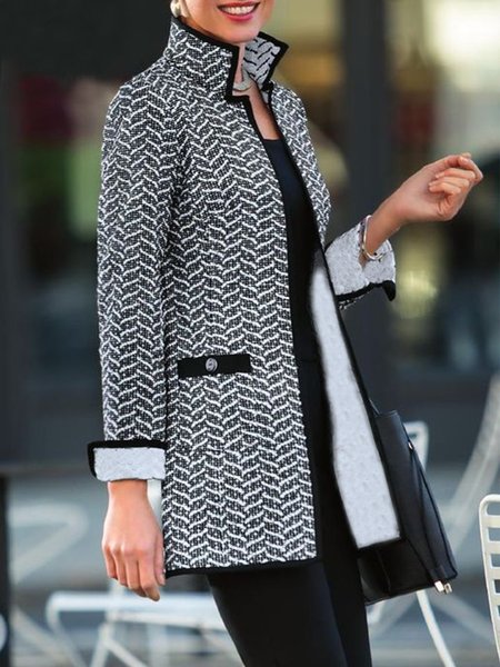

Long Sleeve Elegant Regular Fit Outerwear, Black, Jackets