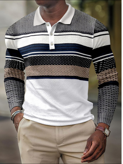 

Cotton Polo Long Sleeve Shirts & Tops, As picture, polo