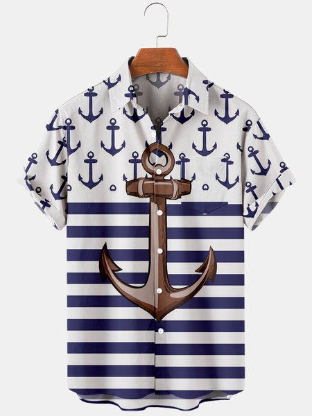 

Short Sleeve Casual Shirts, As picture, Men's Floral shirt