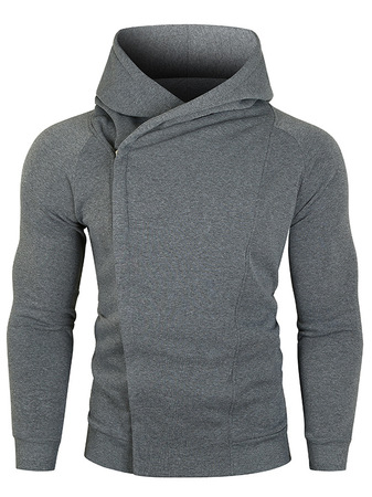 

Long Sleeve Hooded Cotton Shirts & Tops, Deep gray, Sweater