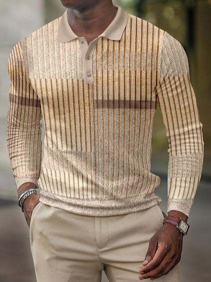

Casual Long Sleeve Polo shirt, As picture, polo