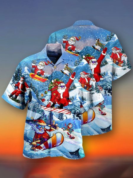 

Outdoor Short Sleeve Shirt Collar Shirts & Tops, As picture, Men's Floral shirt
