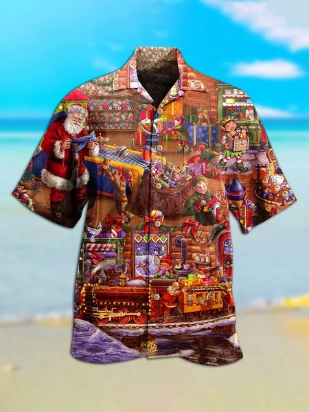 

Short Sleeve Shirt Collar Outdoor Shirts & Tops, As picture, Men's Floral shirt