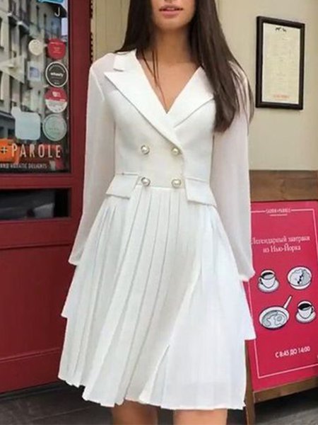 

Long Sleeve Regular Fit Lady Mini Dress, White, Mini Dresses