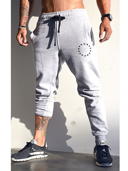 

Men's Fitness Running Sports And Leisure Slim Feet Trousers, White gray, Pants
