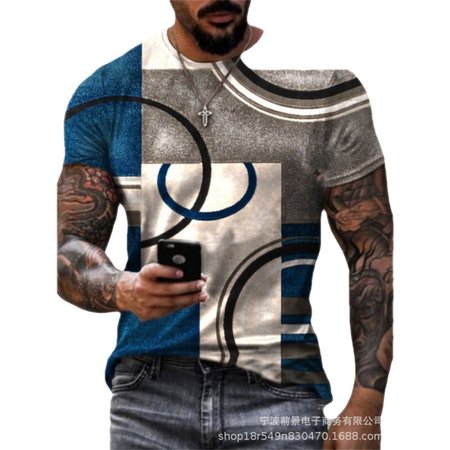 

Casual Crew Neck Short Sleeve Shirts & Tops, Blue, T-shirt