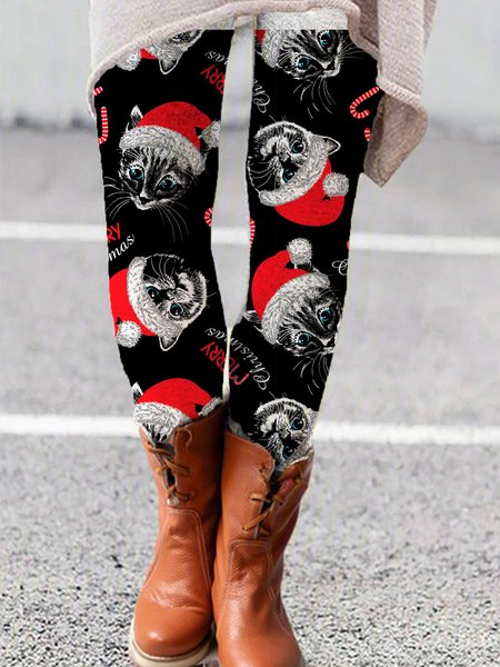 

Holiday Animal Skinny Pants, Black, Leggings