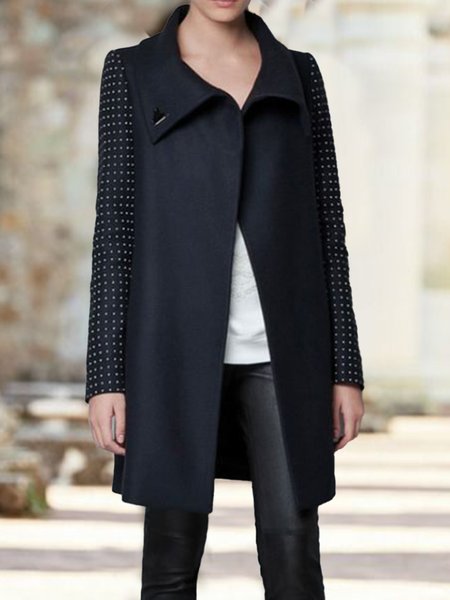 

Simple Lapel Outerwear, Black, Coats