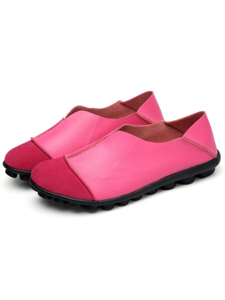 

Cowhide Plain Stitching Flat Shoes, Deep pink, Athletic & Casual Shoes