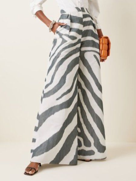 

Loosen Leopard Wide Leg Pants, As picture, Wide Leg Pants