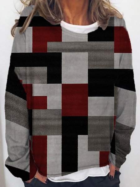 

Casual Long Sleeve Crew Neck Printed Sweatshirt, Multicolor, Hoodies & Sweatshirts